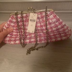 Anthropologie pink tweed purse